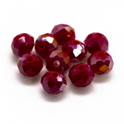 Бусины рондели 6*4мм, темно-красный с АБ